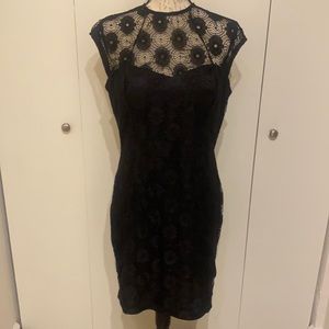 Mystic Black High collar wiggle dress